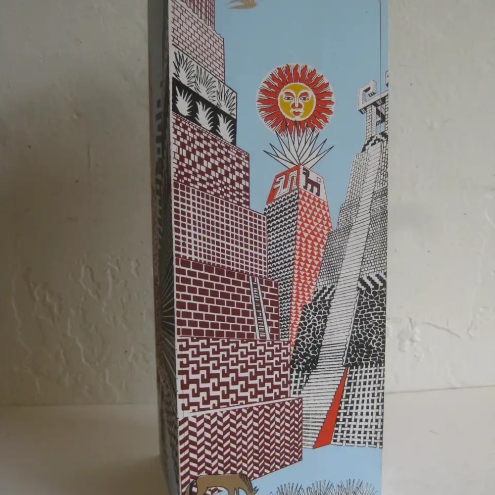 2007 Pedro Friedberg Art Mexican Modernist Silk Screened Wood Tequila Box